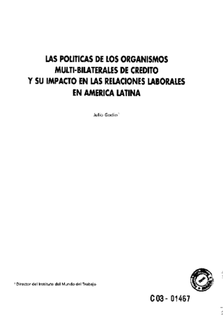 Las políticas de los organismos multi-bilaterales de crédito y su impacto en las relaciones laborales en América Latins